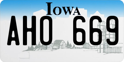 IA license plate AHO669