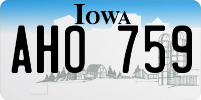 IA license plate AHO759