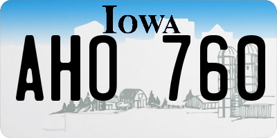 IA license plate AHO760