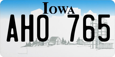 IA license plate AHO765