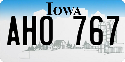 IA license plate AHO767