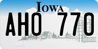 IA license plate AHO770