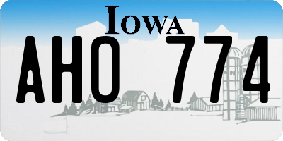IA license plate AHO774