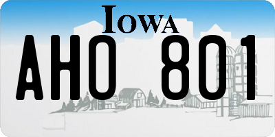 IA license plate AHO801