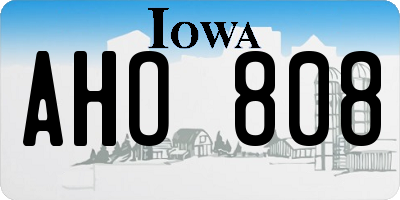 IA license plate AHO808