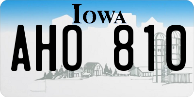 IA license plate AHO810