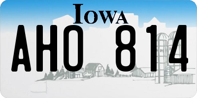 IA license plate AHO814
