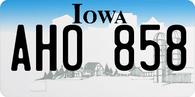 IA license plate AHO858