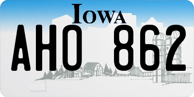 IA license plate AHO862