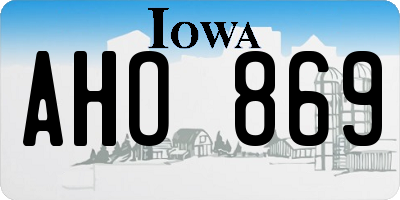 IA license plate AHO869