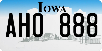 IA license plate AHO888
