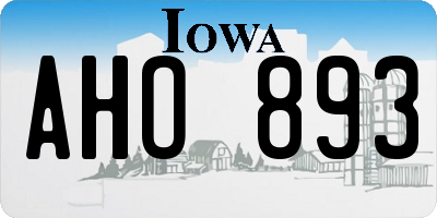 IA license plate AHO893