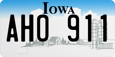 IA license plate AHO911