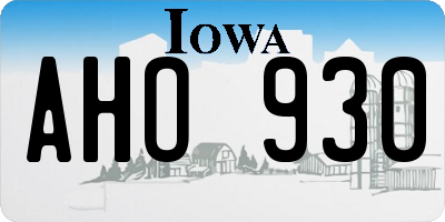 IA license plate AHO930