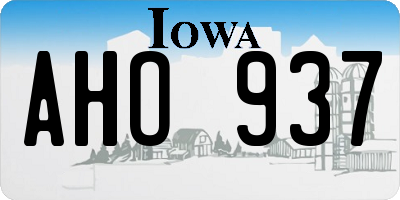 IA license plate AHO937
