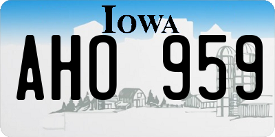 IA license plate AHO959