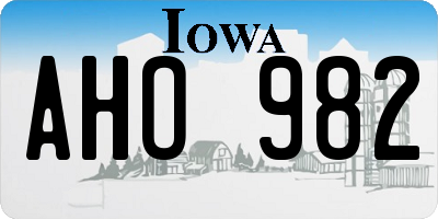 IA license plate AHO982