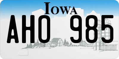 IA license plate AHO985