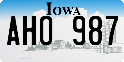 IA license plate AHO987
