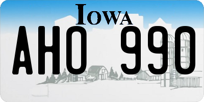IA license plate AHO990