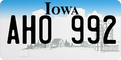 IA license plate AHO992