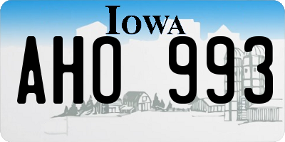 IA license plate AHO993