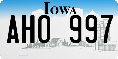 IA license plate AHO997