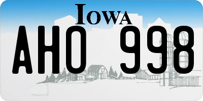 IA license plate AHO998