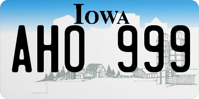 IA license plate AHO999