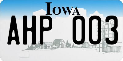 IA license plate AHP003