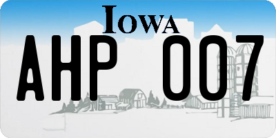 IA license plate AHP007