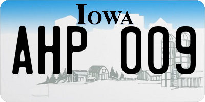 IA license plate AHP009