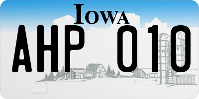 IA license plate AHP010