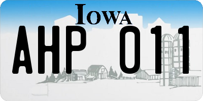 IA license plate AHP011