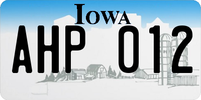 IA license plate AHP012