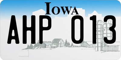 IA license plate AHP013