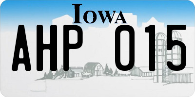 IA license plate AHP015