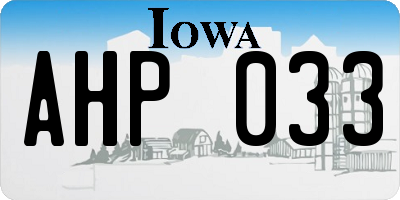 IA license plate AHP033