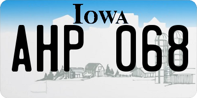 IA license plate AHP068