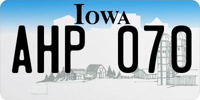 IA license plate AHP070