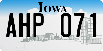 IA license plate AHP071