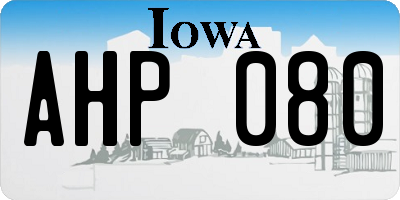 IA license plate AHP080