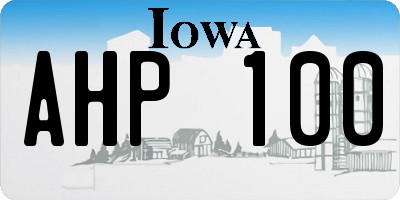 IA license plate AHP100