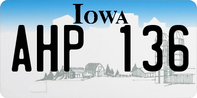 IA license plate AHP136