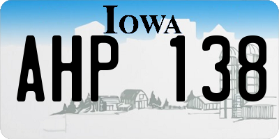 IA license plate AHP138