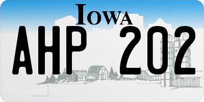 IA license plate AHP202