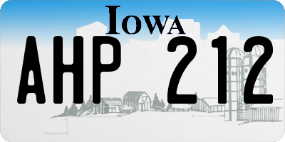 IA license plate AHP212