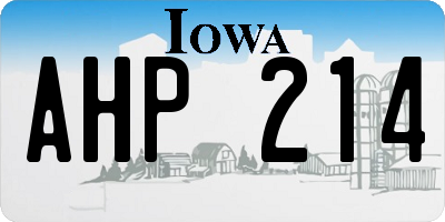 IA license plate AHP214