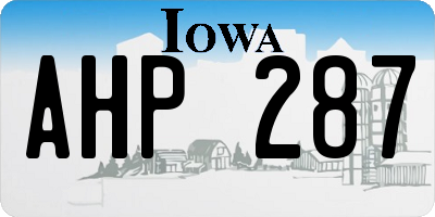 IA license plate AHP287