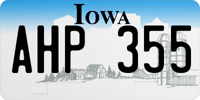 IA license plate AHP355